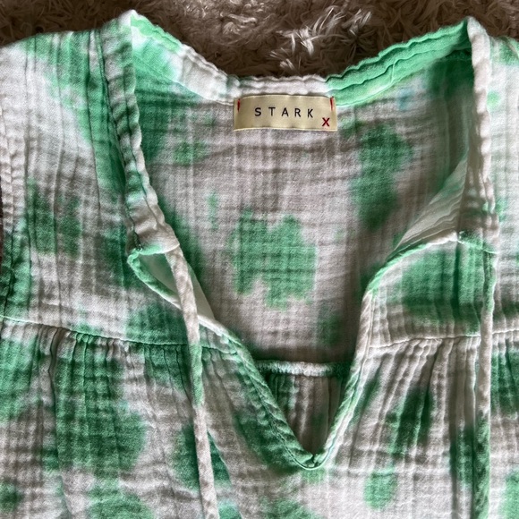 STARK X cotton gauze green tie dye maxi v neck sleeveless dress - Picture 2 of 3